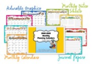 Printable Monthly Calendar 2012  2013 on 2012 2013 Monthly Calendars With Extras Pack   Horizontal    More Time