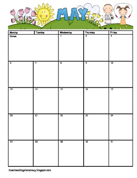 2013 Monthly Calendar on 2012 2013 School Monthly Calendar   I Heart Teaching Elementary