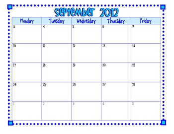 Blank Yearly Calendar 2013 on 2012 2013 School Year Calendar Weekdays Only 4 0 This Is A Free Blank