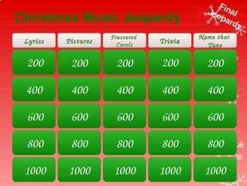 Christmas Music Jeopardy - Laura Nicklas - TeachersPayTeachers.com