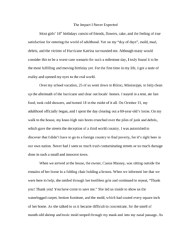 Sample College Essay, Example of Personal Statement