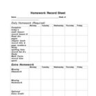 Homework Record Sheet
