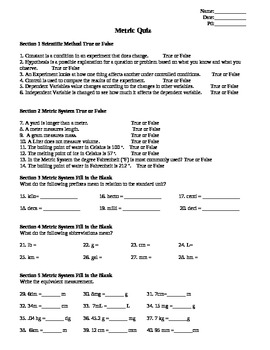 Introduction Metric Quiz