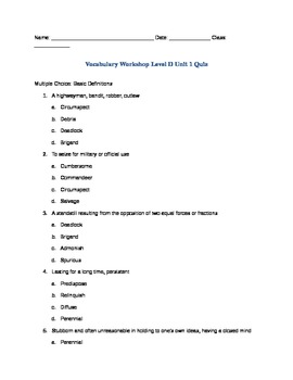 answer key to vocabulary workshop-level e