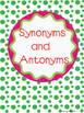 Synonym and Antonym Matching Cards