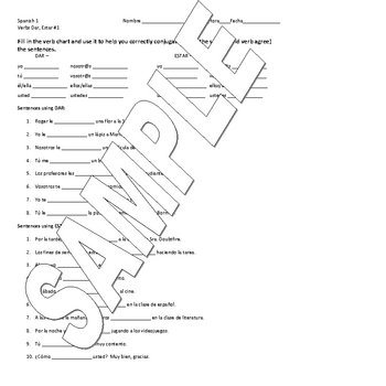 worksheets to conjugate sentences
