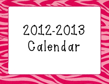 2012  2013 Printable Calendar on Zebra Print Calendar 2012 2013