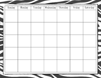 Printcalendar on Zebra Print Calendar Blank